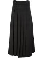 Carven Pleated Midi Skirt, Women's, Size: 36, Black, Polyester/spandex/elastane/virgin Wool/viscose