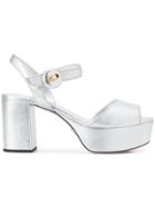 Prada Mid-high Block Heel Sandals - Metallic