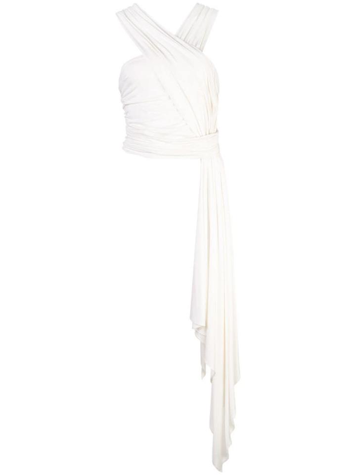 Josie Natori Long Draped Detailed Top - White
