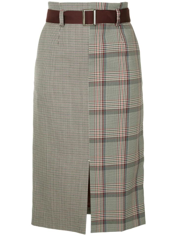 Loveless Duo Check Skirt - Grey