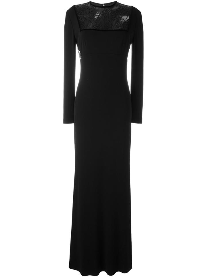 Alexander Mcqueen Butterfly Lace Yoke Gown - Black