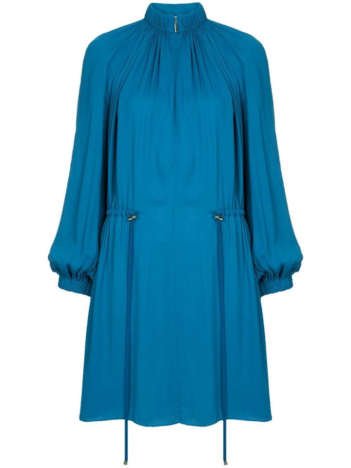 Tibi Georgette Short Drawstring Dress - Blue