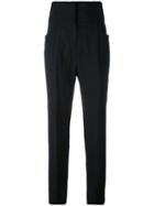 Ermanno Scervino - High-waisted Trousers - Women - Spandex/elastane/acetate/cupro/viscose - 42, Black, Spandex/elastane/acetate/cupro/viscose