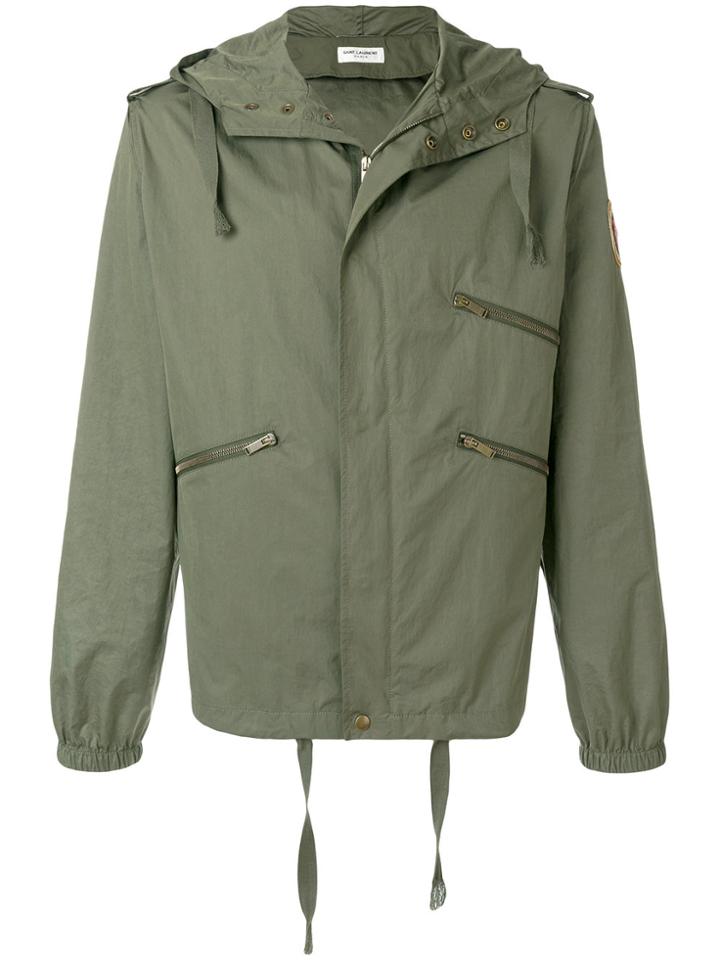Saint Laurent Zipped Parka Jacket - Green
