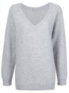 T By Alexander Wang Oversized V-neck Jumper, Women's, Size: Medium, Grey, Cashmere/wool