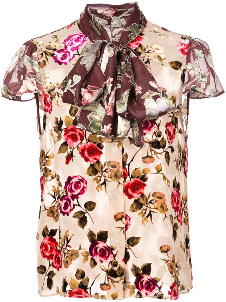 Alice+olivia Jeannie Bow-collar Blouse - Nude & Neutrals