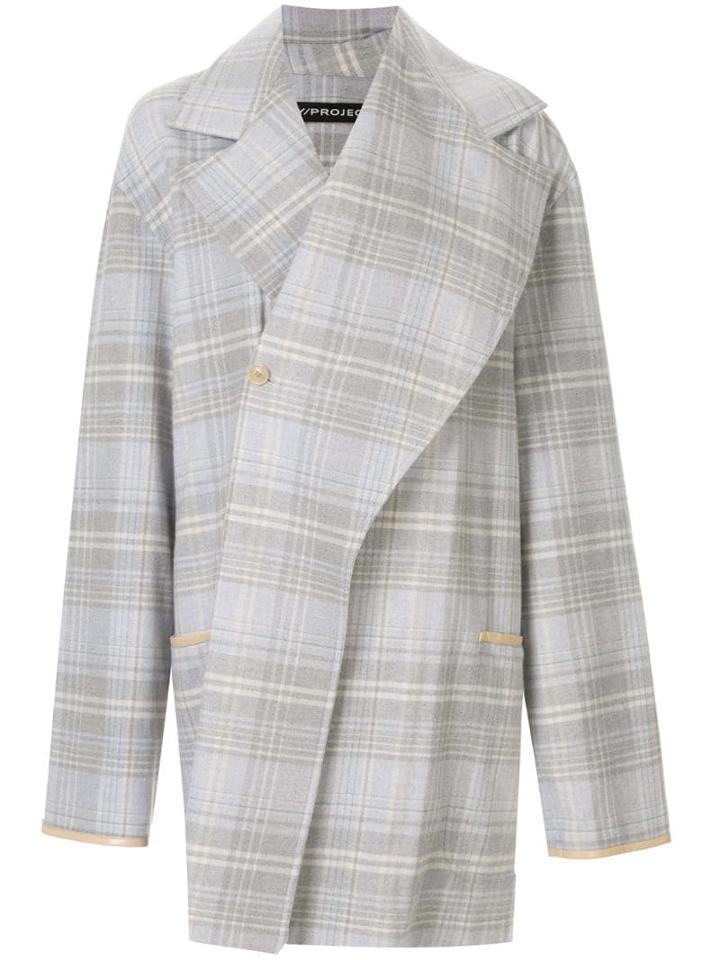 Y/project Oversized Checked Shirt Jacket - Grey