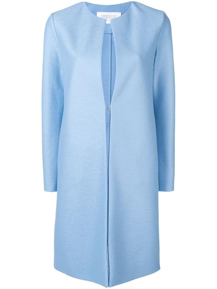Harris Wharf London Collarless Mid-length Coat - Blue