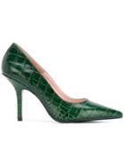 Anna F. Croco-embossed Pumps - Green