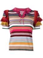 Gucci Tie Neck Striped Top - Multicolour