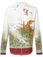 Maison Margiela Foxes Printed Shirt, Men's, Size: 40, White, Silk/cotton