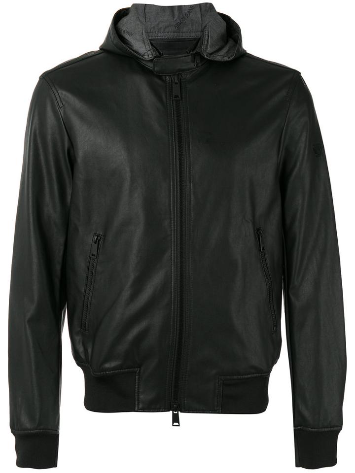 Armani Jeans - Hooded Jacket - Men - Cotton/polyester/polyurethane/viscose - 50, Black, Cotton/polyester/polyurethane/viscose