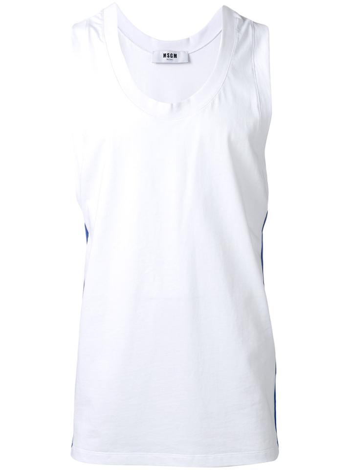 Msgm - Logo Print Tank Top - Men - Cotton - M, White, Cotton