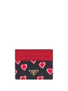 Prada Heart Print Credit Card Holder - Black