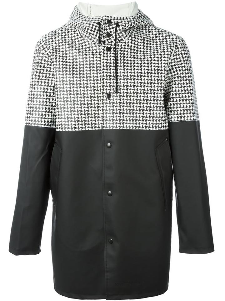 Stutterheim Houndstooth Detail Hooded Coat