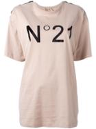 No21 Logo Print T-shirt, Women's, Size: 42, Pink/purple, Cotton