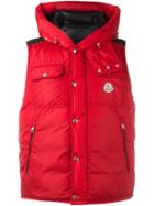 Moncler Sleeveless Hooded Gilet, Men's, Size: 3, Red, Polyamide/feather Down