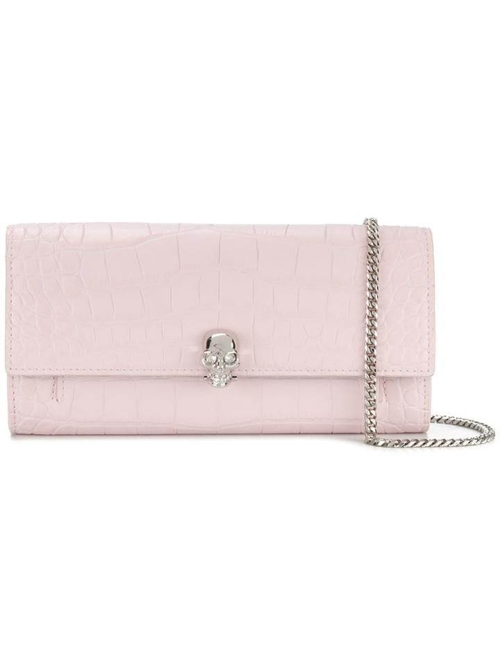 Alexander Mcqueen Skull Chain Clutch Bag - Pink & Purple