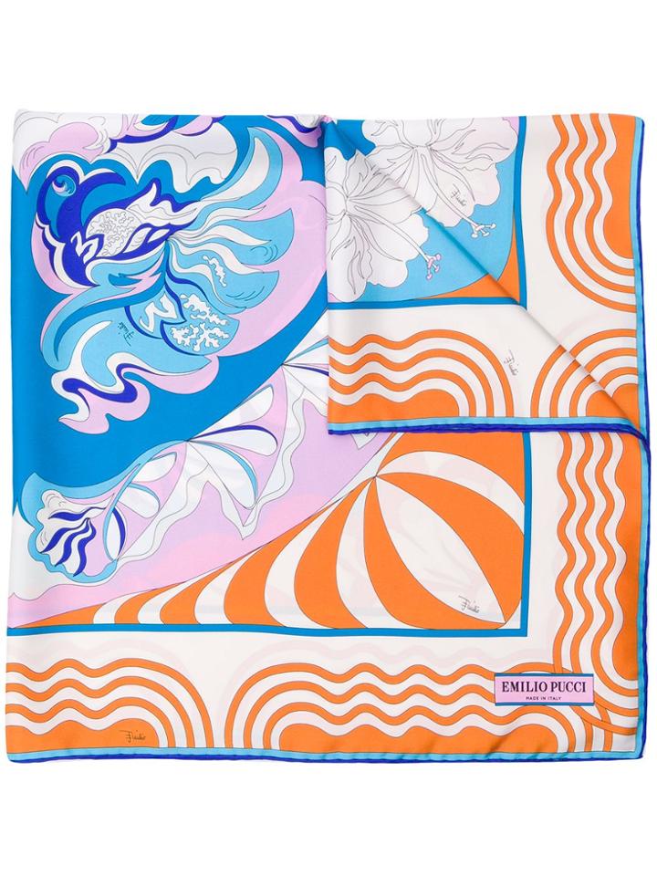 Emilio Pucci Psychedelic-style Patterned Scarf - Blue