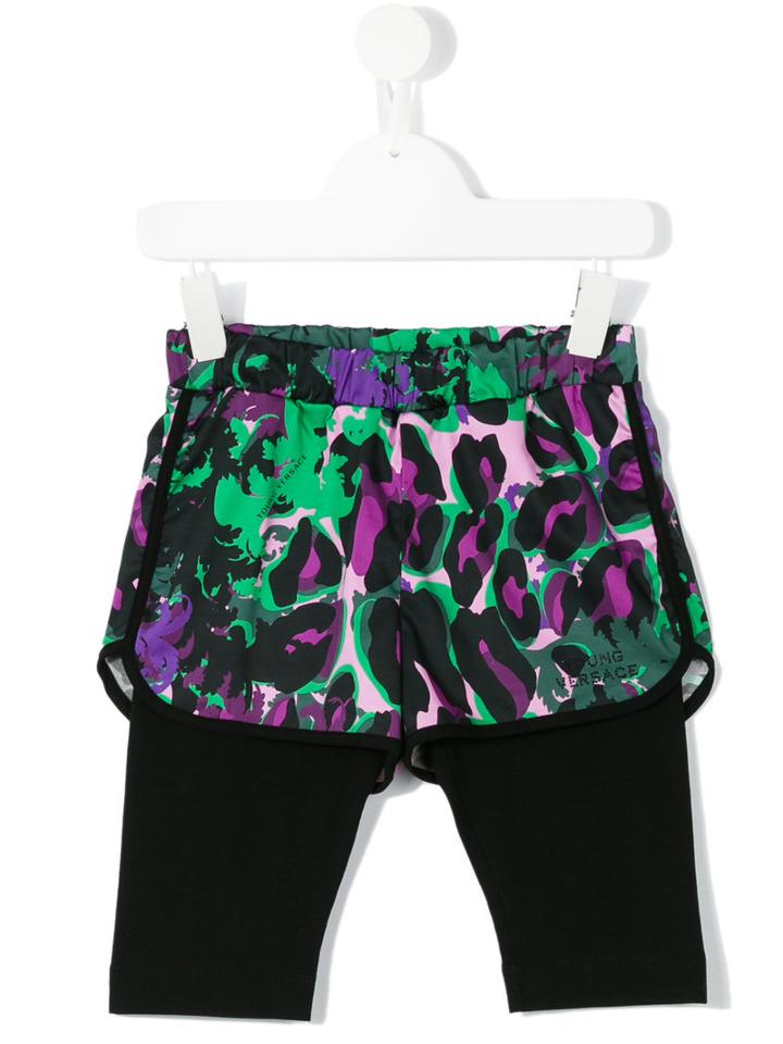 Young Versace - Layered Print Shorts - Kids - Cotton/spandex/elastane - 6 Yrs, Black