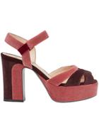 Fendi Strappy Platform Sandals - Red
