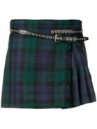 Miu Miu Pleated Plaid Mini Skirt - Green