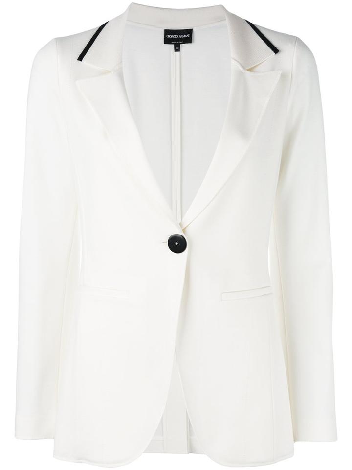 Giorgio Armani Polo Collar Blazer, Women's, Size: 42, White, Polyamide/spandex/elastane/viscose/virgin Wool