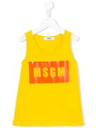 Msgm Kids Logo Print Tank Top, Girl's, Size: 8 Yrs, Yellow/orange
