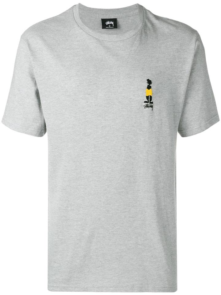 Stussy Logo Embroidered T-shirt - Grey