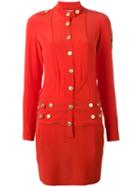 Pierre Balmain Band Collar Buttoned Dress, Women's, Size: 36, Red, Silk