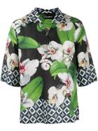 Dolce & Gabbana Orchid Print Hawaiian Shirt - Black