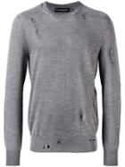 Alexander Mcqueen Distressed Crew Neck Sweater - Grey