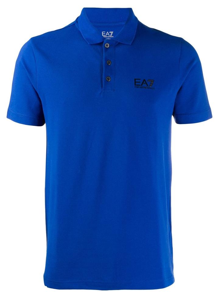 Ea7 Emporio Armani Logo Printed Polo Shirt - Blue