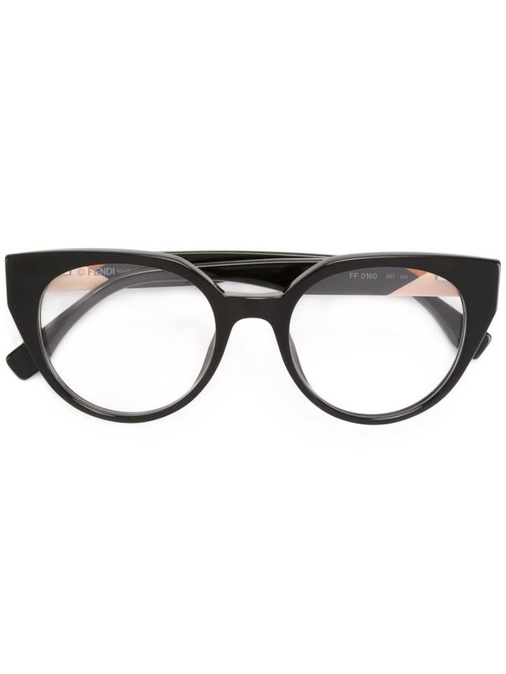 Fendi Round Frame Glasses, Black, Acetate