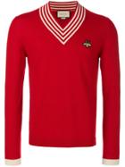 Gucci Stripe Neck Jumper - Red