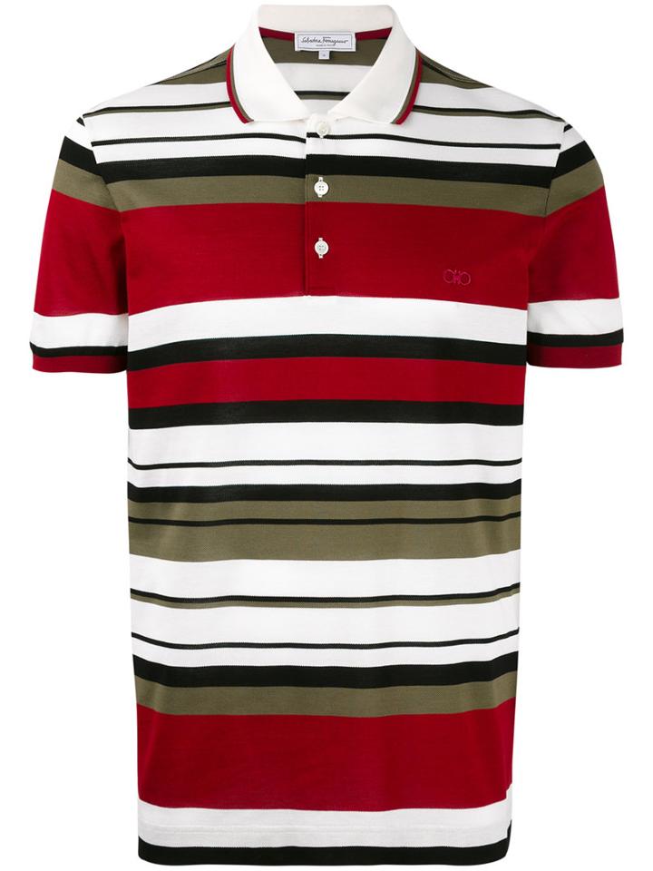 Salvatore Ferragamo - Horizontal Striped Polo Shirt - Men - Cotton - M, Red, Cotton