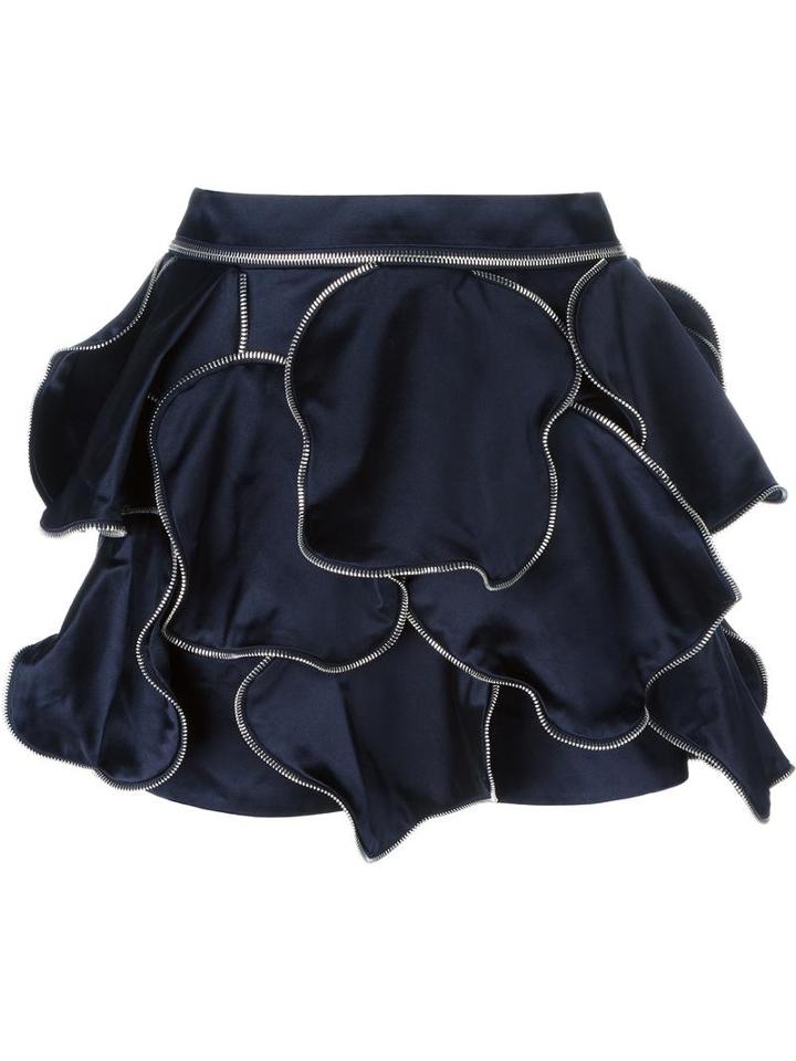 J.w.anderson Zip Trim Panelled Mini Skirt, Women's, Size: 10, Blue, Silk/acetate
