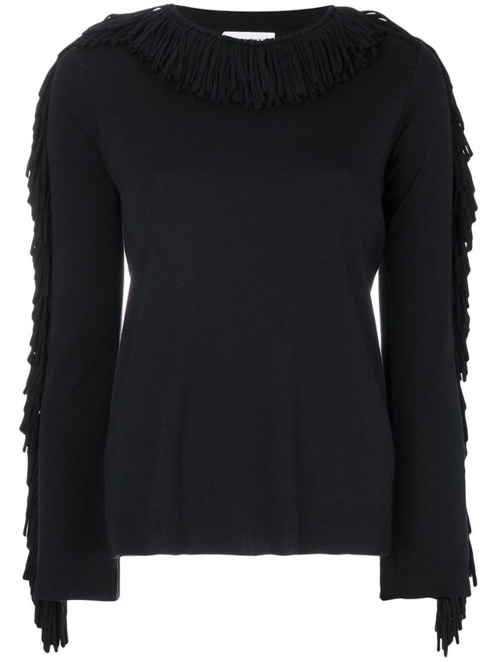 Sonia Rykiel Fringed Trim Jumper - Black