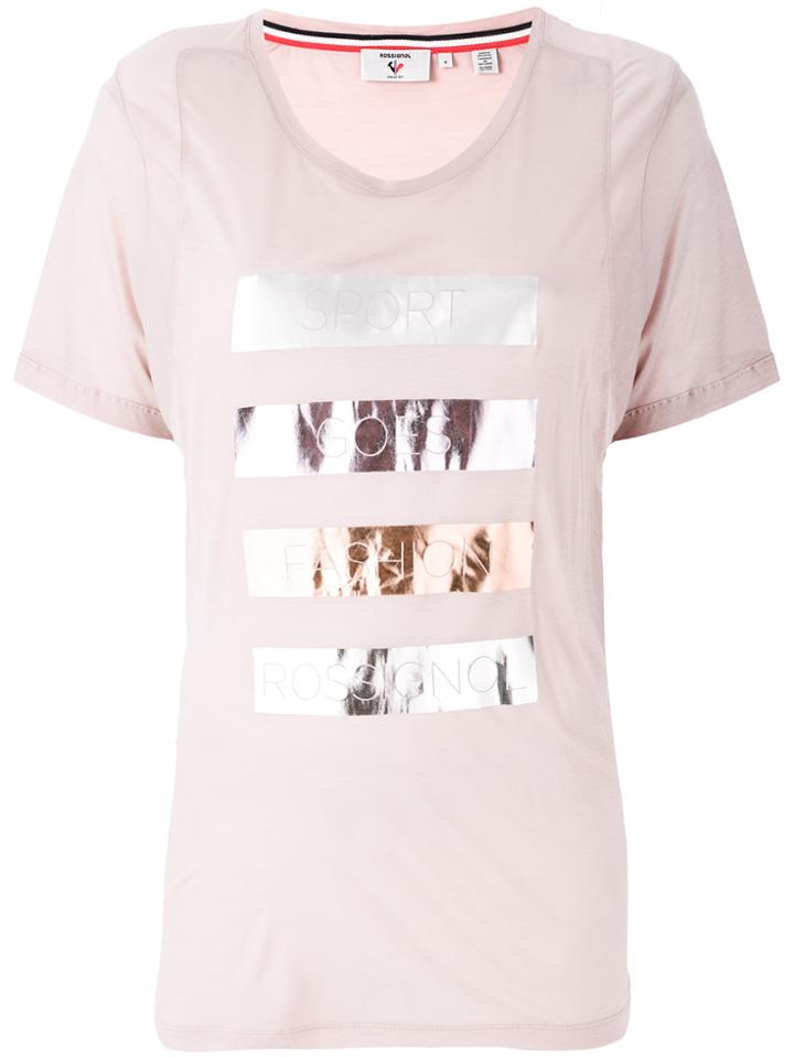 Rossignol Laminated Striped T-shirt - Pink & Purple