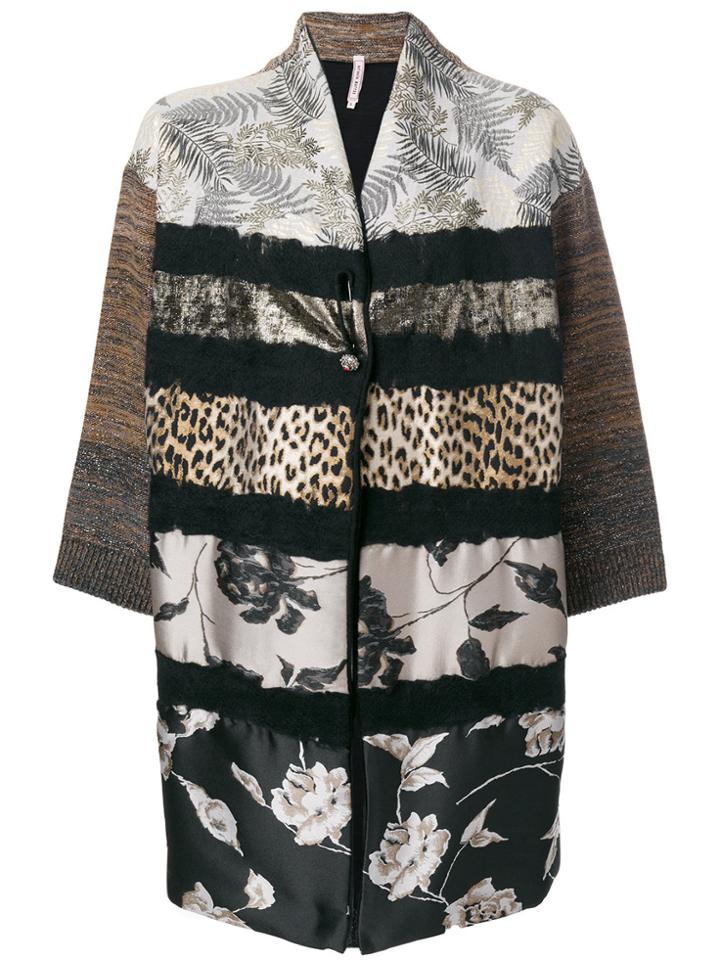 Antonio Marras Contrast Pattern Coat - Brown