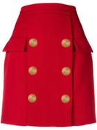 Balmain Button-embellished Short Skirt - Red