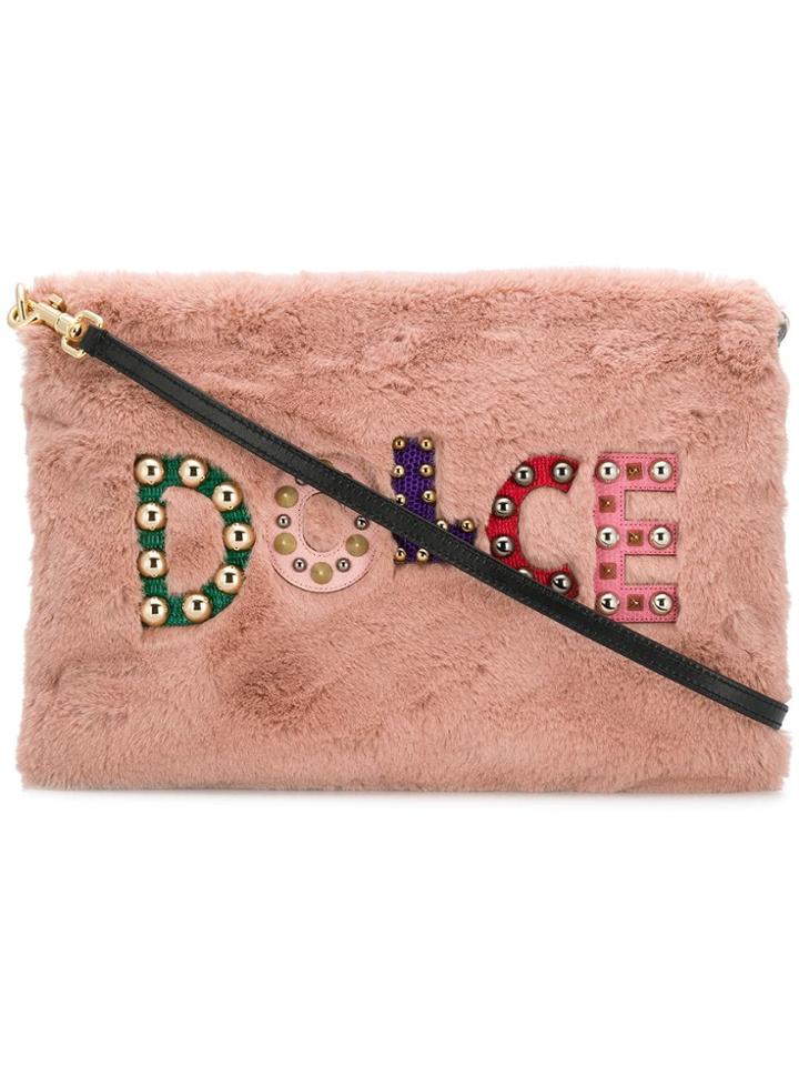 Dolce & Gabbana Embellished Logo Clutch Bag - Pink & Purple