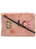 Dolce & Gabbana Embellished Logo Clutch Bag - Pink & Purple