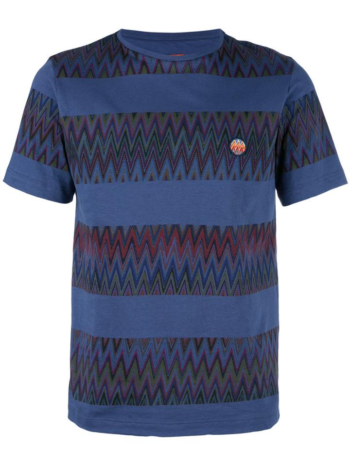 Missoni Zig Zag Stripe T-shirt, Men's, Size: Large, Blue, Cotton