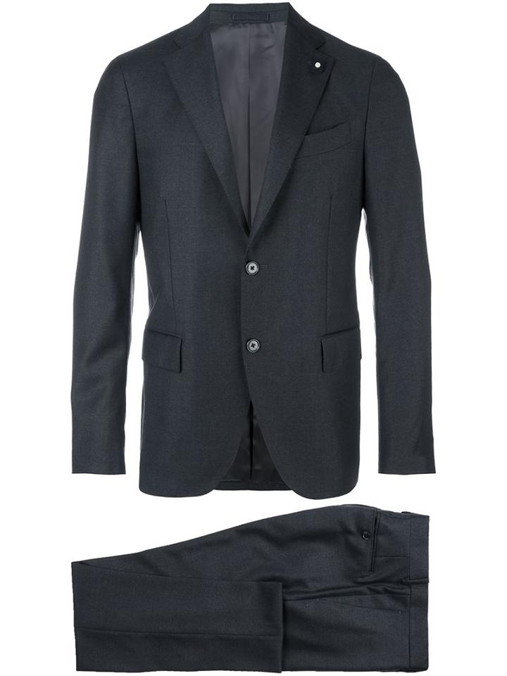 Lardini Two Piece Suit, Men's, Size: 50, Grey, Cotton/cupro/viscose/wool
