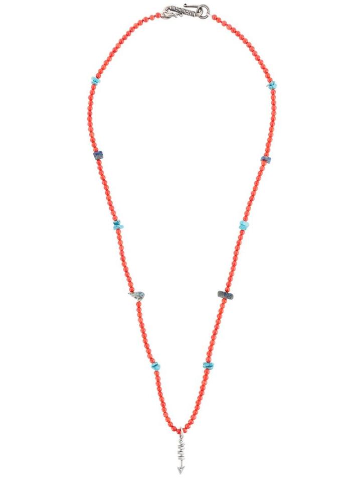 Valentino Beaded Arrow Pendant Necklace, Men's, Red