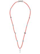 Valentino Beaded Arrow Pendant Necklace, Men's, Red