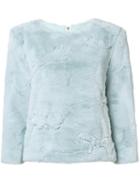 Maki Oh Faux Fur Camouflage Jumper, Women's, Size: Medium, Blue, Polyester/acrylic