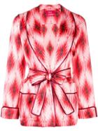 F.r.s For Restless Sleepers Geometric Print Tie Waist Blazer - Pink