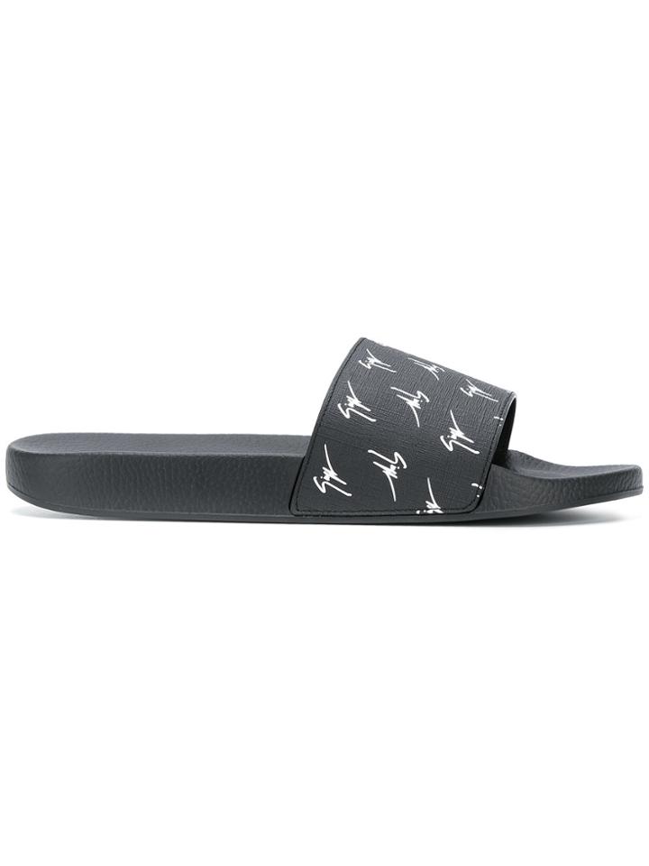 Giuseppe Zanotti Design Brett Signature Sliders - Black